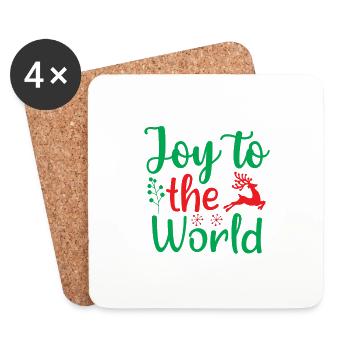 Freude für die Welt - Weihnachtshumor - Untersetzer (4er-Set) - Weiß - Vorne