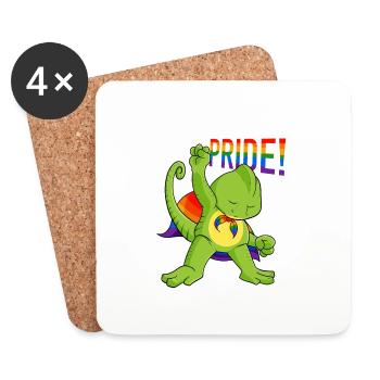 Caméléon I Drapeau LGBTQ I Drapeau arc-en-ciel I Gay Pride - Dessous de verre (lot de 4) - blanc - Devant
