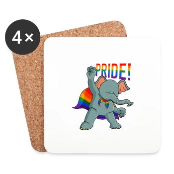 Elephant I DRAPEAU LGBTQ I Drapeau arc-en-ciel I Gay Pride - Dessous de verre (lot de 4) - blanc - Devant