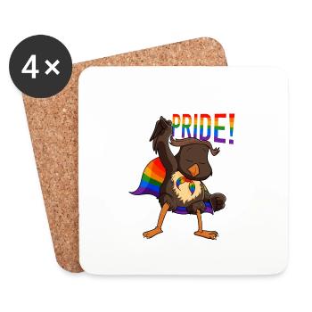 Owl I DRAPEAU LGBTQ I Drapeau arc-en-ciel I Gay Pride - Dessous de verre (lot de 4) - blanc - Devant