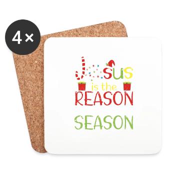 Jesus ist der Grund für die Saison Xmas Christlich - Untersetzer (4er-Set) - Weiß - Vorne