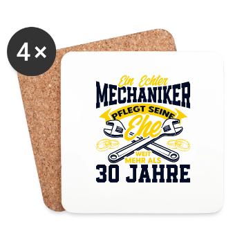 Perlenhochzeit Ehepaar 30. Hochzeitstag Geschenk - Untersetzer (4er-Set) - Weiß - Vorne