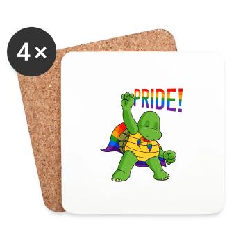 Tortue I Drapeau LGBTQ I Drapeau arc-en-ciel I Gay Pride - Dessous de verre (lot de 4) - blanc - Devant