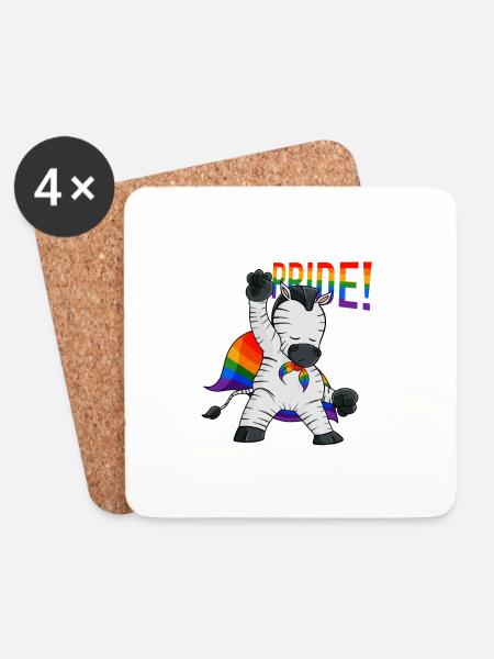 Zebra I LGBTQ Flag I Rainbow Flag I Gay Pride - Coasters (set of 4) - white