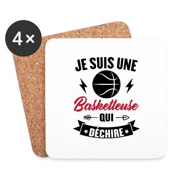 Cadeau humour Je suis une basketteuse qui déchire - Dessous de verre (lot de 4) - blanc - Devant