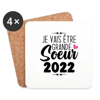 Je Vais Être Grande Sœur 2022, Annonce Grossesse - Dessous de verre (lot de 4) - blanc - Devant