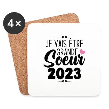 Je Vais Être Grande Sœur 2023, Annonce Grossesse - Dessous de verre (lot de 4) - blanc - Devant