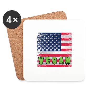 American Patriot, Vegetarian, Vegan - Coasters (set of 4) - white - Front
