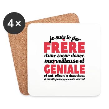 Je Suis Le Fier Frère D'une Soeur Merveilleuse - Dessous de verre (lot de 4) - blanc - Devant