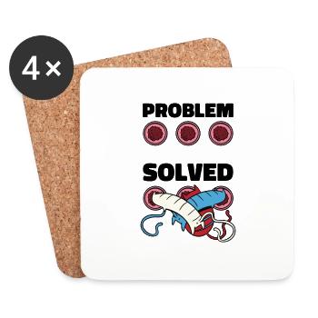 Problem Solution Cat Feline Cat Owner Pet - Coasters (set of 4) - white - Front