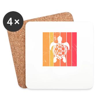 Turtle Retro Animal Sea Reptile Gift idea - Coasters (set of 4) - white - Front