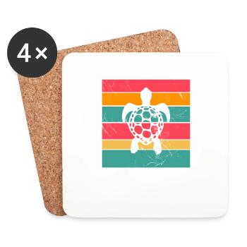 Turtle Retro Animal Sea Reptile Gift idea - Coasters (set of 4) - white - Front