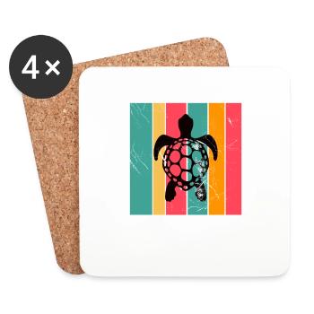 Turtle Retro Animal Sea Reptile Gift idea - Coasters (set of 4) - white - Front