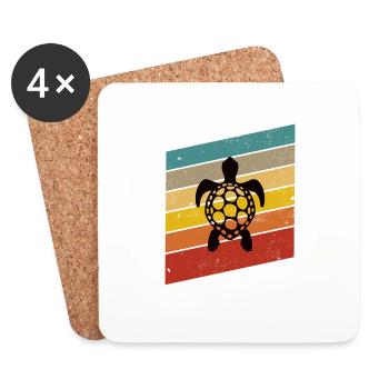 Turtle Retro Animal Sea Reptile Gift idea - Coasters (set of 4) - white - Front