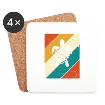 Turtle Retro Animal Sea Reptile Gift idea - Coasters (set of 4) - white - Front