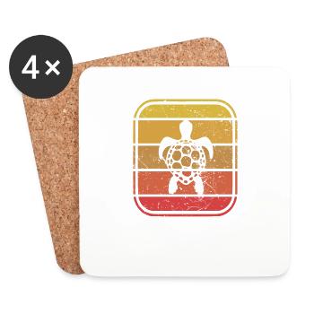 Turtle Retro Animal Sea Reptile Gift idea - Coasters (set of 4) - white - Front