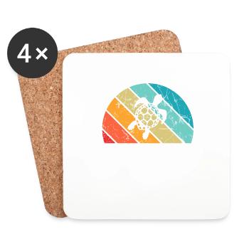 Turtle Retro Animal Sea Reptile Gift idea - Coasters (set of 4) - white - Front