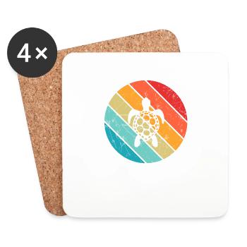 Turtle Retro Animal Sea Reptile Gift idea - Coasters (set of 4) - white - Front