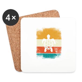 Turtle Retro Animal Sea Reptile Gift idea - Coasters (set of 4) - white - Front