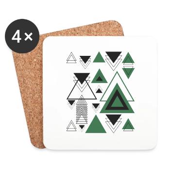 Dreiecke Minimalistische Geometrie Schwarz Abstrakt Grün - Untersetzer (4er-Set) - Weiß - Vorne