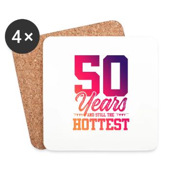50e anniversaire - Dessous de verre (lot de 4) - blanc - Devant