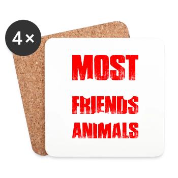 La plupart de mes amis sont des animaux - Dessous de verre (lot de 4) - blanc - Devant