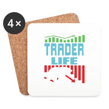 Trader Life Awesome Retro Bear Cycle T-Shirt - Coasters (set of 4) - white - Front