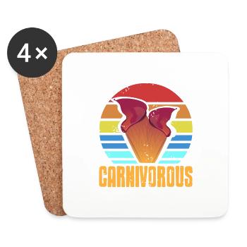 Retro Vintage Carnivorous Plant Lover Botany - Coasters (set of 4) - white - Front