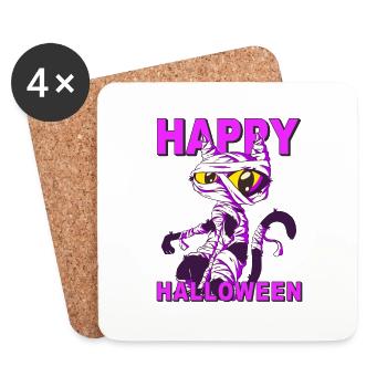 CHAT JOYEUX HALLOWEEN - Dessous de verre (lot de 4) - blanc - Devant