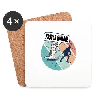Husky Sledding Faster Human pour les fans de Mushing - Dessous de verre (lot de 4) - blanc - Devant