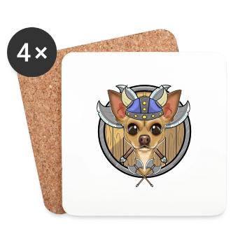 Chihuahua I Valhalla I Viking - Untersetzer (4er-Set) - Weiß - Vorne