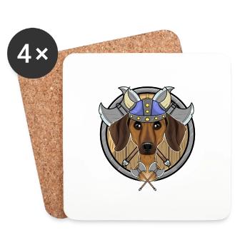 Dachshund I Valhalla I Viking - Untersetzer (4er-Set) - Weiß - Vorne