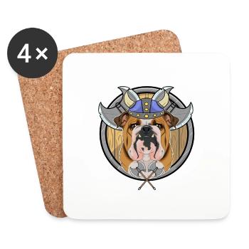 English Bulldog I Valhalla I Viking - Untersetzer (4er-Set) - Weiß - Vorne