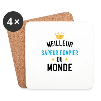 Cadeau Meilleur sapeur pompier du monde - Dessous de verre (lot de 4) - blanc - Devant