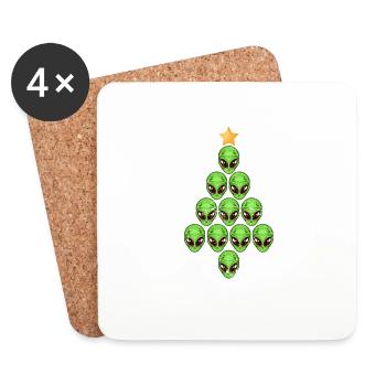 Alien Christmas Tree Xmas Pyjamas PJs Space Funny - Coasters (set of 4) - white - Front