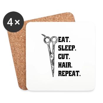 Hairdresser Hairdressing Scissors Hairdresser Scissors Comb - Coasters (set of 4) - white - Front