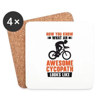 Drôles de cyclistes Cycliste Vélo Vélo Montagne - Dessous de verre (lot de 4) - blanc - Devant