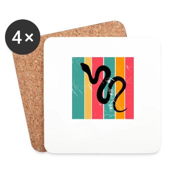Snake Retro Reptile Python Gift idea - Coasters (set of 4) - white - Front