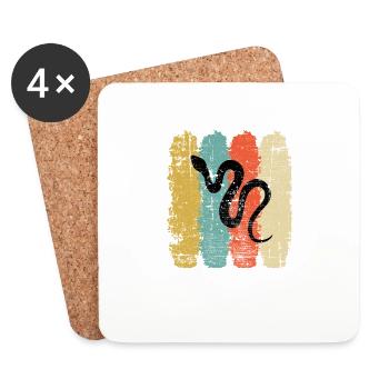 Snake Retro Reptile Python Gift idea - Coasters (set of 4) - white - Front