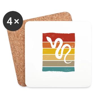 Snake Retro Reptile Python Gift idea - Coasters (set of 4) - white - Front