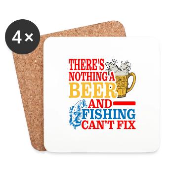 There's Nothing A Beer And Fishing Can't Fix 3 - Coasters (set of 4) - white - Front