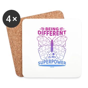 being different is my superpower autism - Coasters (set of 4) - white - Front