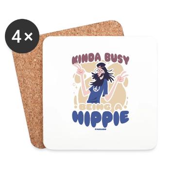 Peace hippie funny man - Coasters (set of 4) - white - Front
