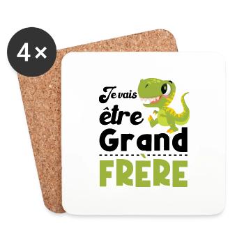 Je vais être grand frère, Cadeau grand frère - Dessous de verre (lot de 4) - blanc - Devant
