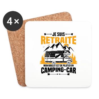 Je suis retraité et piloter un camping-car Cadeau - Dessous de verre (lot de 4) - blanc - Devant