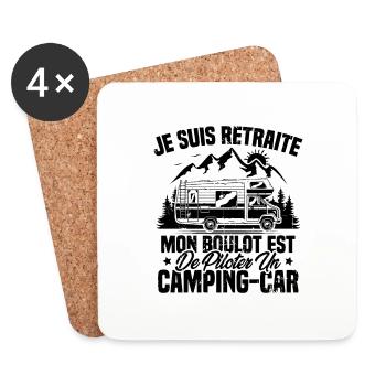 Je suis retraité et piloter un camping-car Cadeau - Dessous de verre (lot de 4) - blanc - Devant