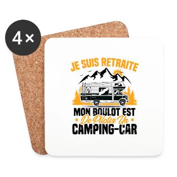 Je suis retraité et piloter un camping-car Cadeau - Dessous de verre (lot de 4) - blanc - Devant