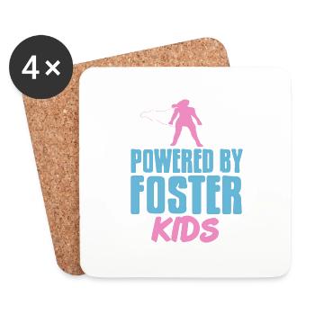 Powered By Foster Kids Cool Retro Foster Parent - Coasters (set of 4) - white - Front