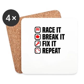 Muscel Car V8 Turbocompresseur Tuning Voiture de course - Dessous de verre (lot de 4) - blanc - Devant