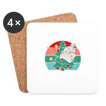 Funny Meow Cat Christmas Pyjamas Cats Xmas - Coasters (set of 4) - white - Front